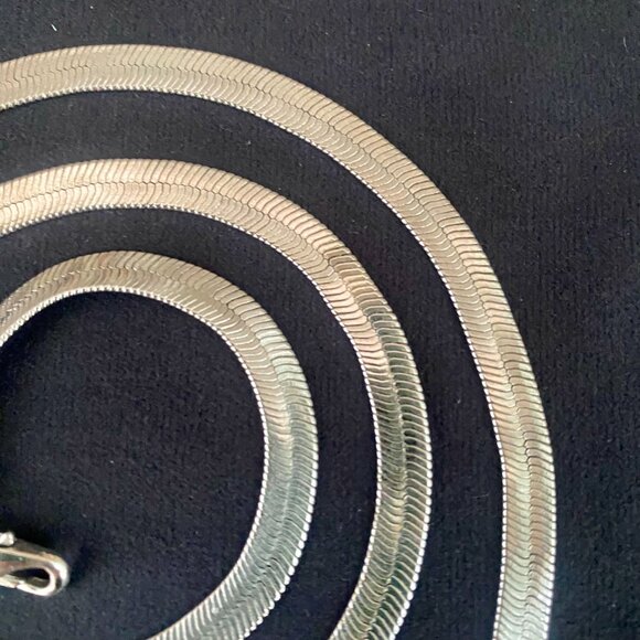 Herringbone Chain Necklace, Silver, 23.5" plus clasp. - Picture 2 of 11